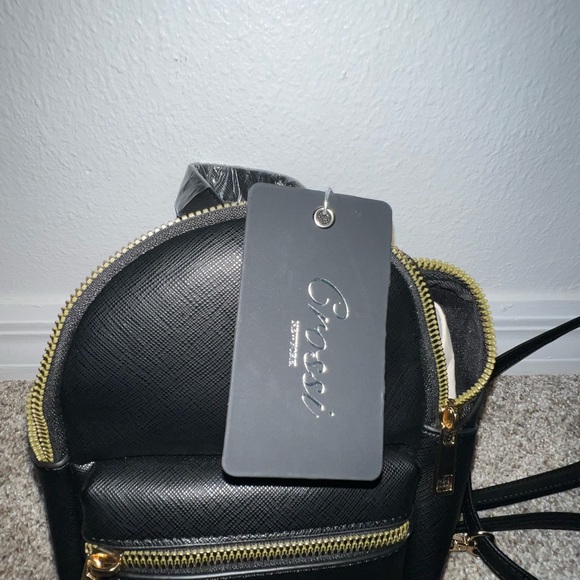 Brand New Elegant Black Mini Backpack with gold accents - Picture 2 of 6